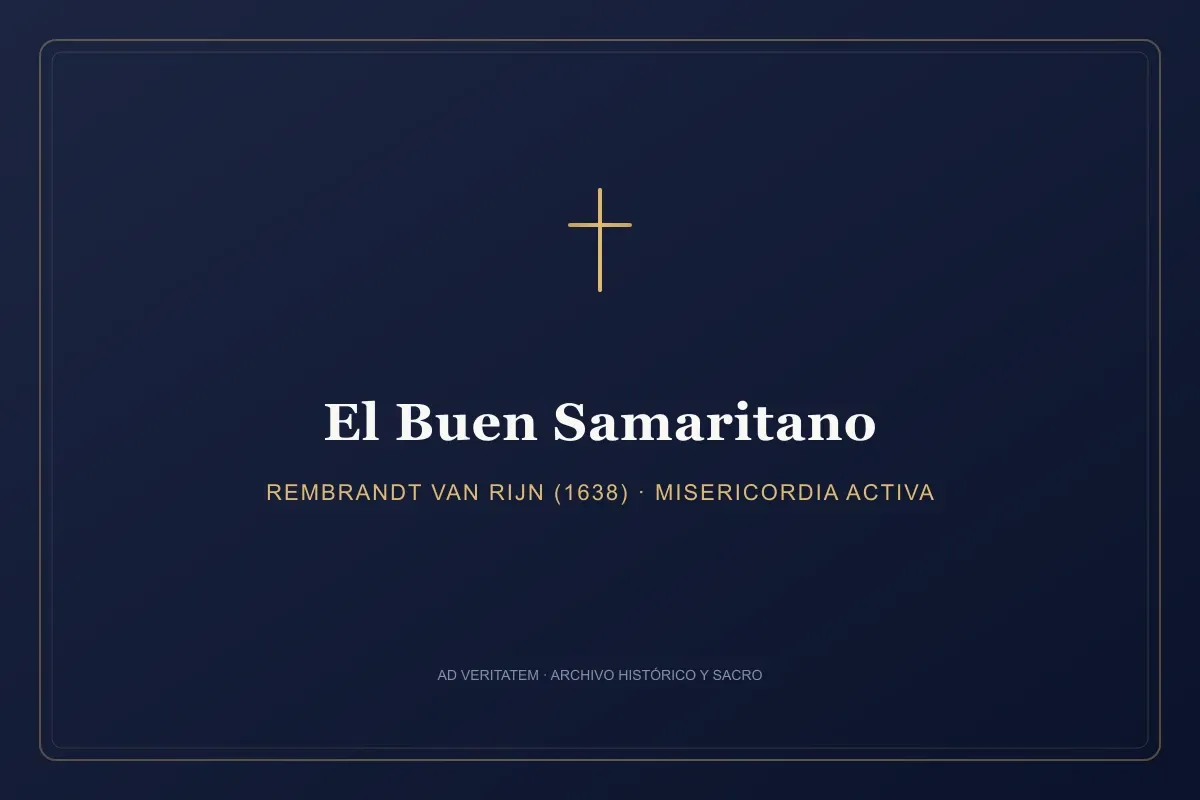 El Buen Samaritano socorriendo al viajero herido en el camino de Jericó, óleo de Rembrandt