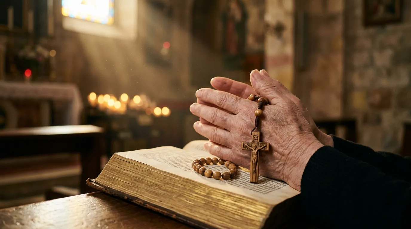 Santo Rosario en manos de oración