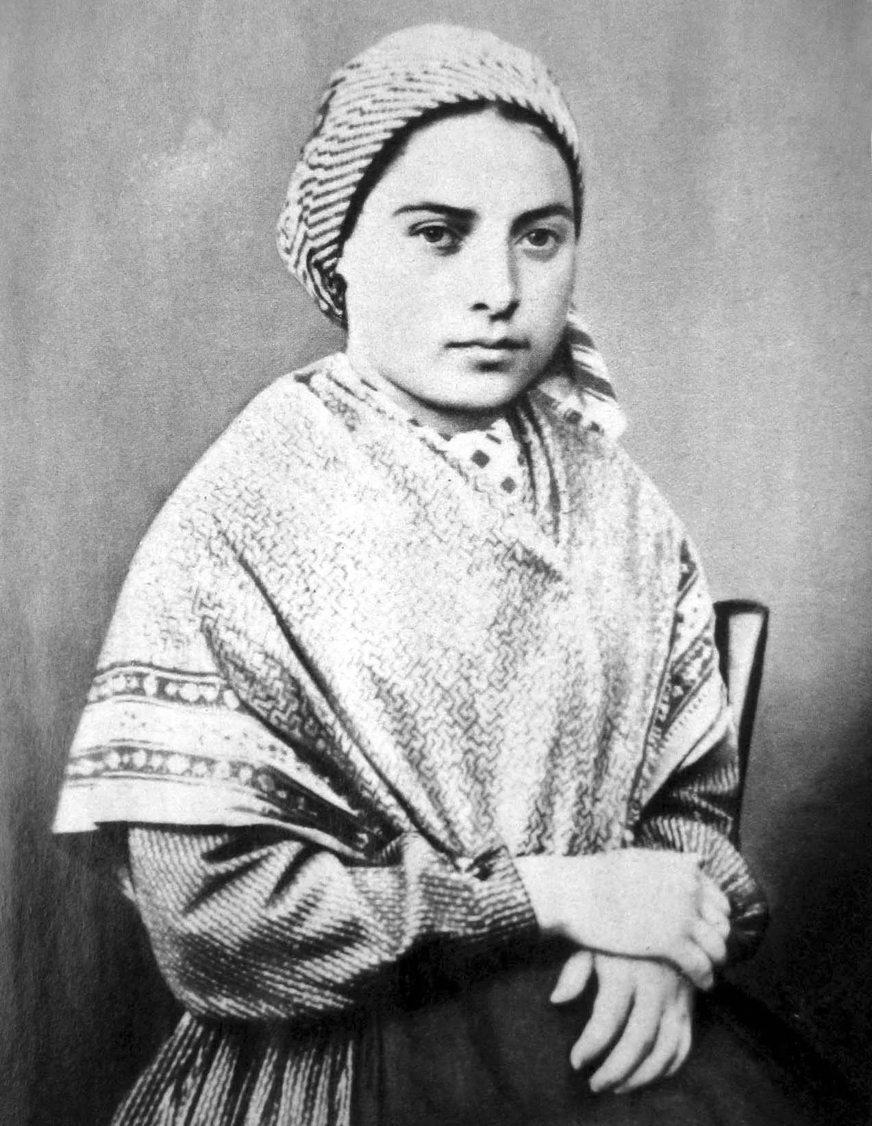 Retrato fotográfico histórico de Santa Bernardita Soubirous tomado en 1866 en Nevers