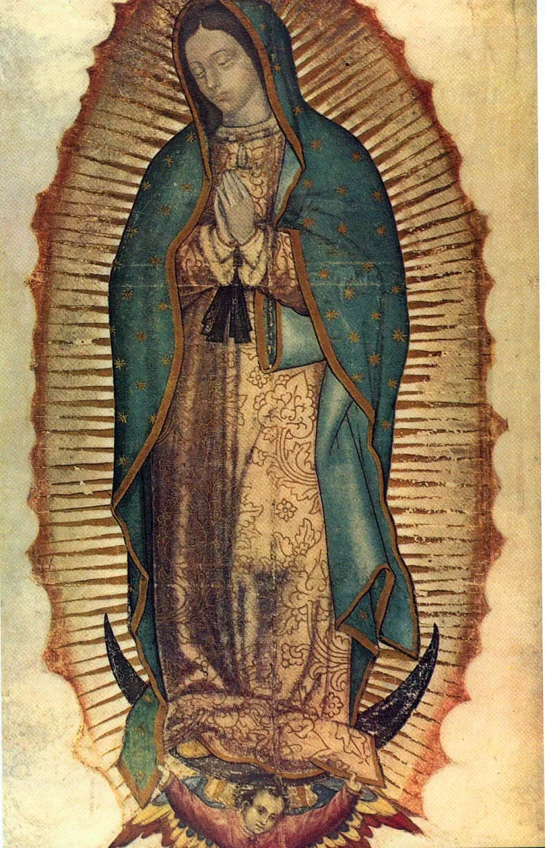 Imagen de Nuestra Señora de Guadalupe estampada milagrosamente en el ayate de fibra vegetal de San Juan Diego en 1531